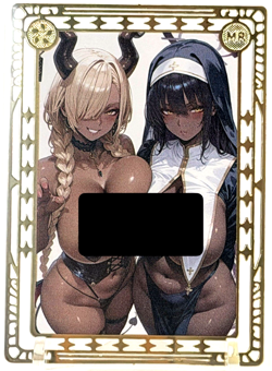 Goddess Story: 2 Dark Skin Waifu's Spicy Metal Anime Waifu CCG Trading Card - Image 1