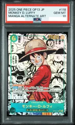 PSA 10 Luffy OP13-118 Manga Alt Art Carrying on His Will One Piece Card Japanese - Image 2