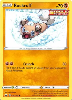 Rockruff 086/198 SWSH06: Chilling Reign Pokemon 010733 - Image 1