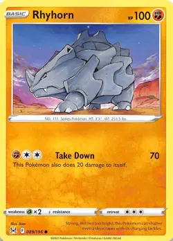 Rhyhorn 089/196 SWSH11: Lost Origin Pokemon 010688 - Image 1