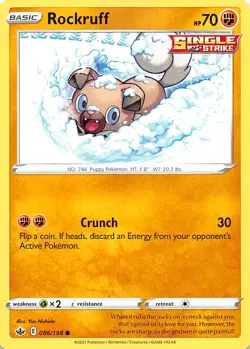 Rockruff 086/198 SWSH06: Chilling Reign Pokemon 010741 - Image 1