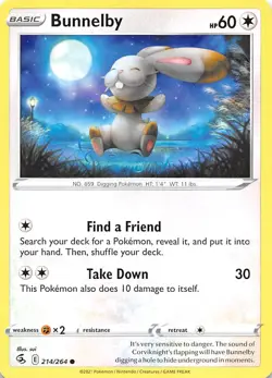 Bunnelby 214/264 SWSH08: Fusion Strike Pokemon 010623 - Image 1