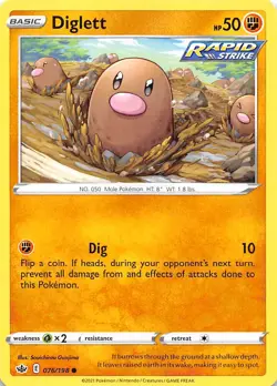 Diglett 076/198 SWSH06: Chilling Reign Pokemon 010447 - Image 1