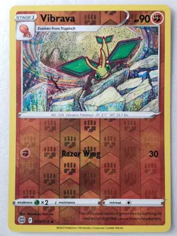 REVERSE HOLO Vibrava 075/172 NM - Brilliant Stars Pokemon Card - Tomokazu Komiya - Image 1
