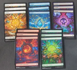 MTG - Dominaria United Full Art Stained Glass Lands x15 - 3 Of Each Colour - Image 1