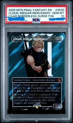Cloud, Midgar Mercenary (Borderless) (Surge Foil) Final Fantasy PSA 10 FIN 0520 - Image 1