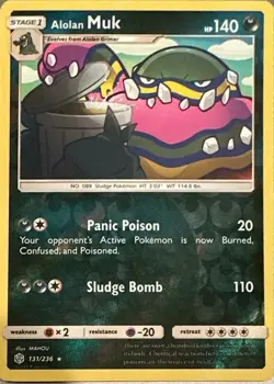 2019 POKEMON COSMIC ECLIPSE ALOLAN MUK 131/236 REVERSE HOLO (RARE) - Image 1