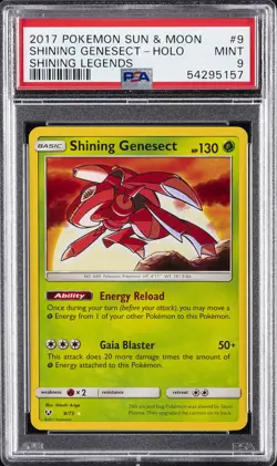2017 POKEMON SUN & MOON SHINING LEGENDS #9 SHINING GENESECT-HOLO PSA 9 - Image 1