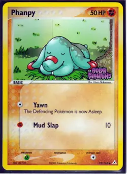 2006 POKEMON PHANPY 75/110 EX HOLON PHANTOMS-REV HOLO-STAMPED ERROR -Line in Pic - Image 1