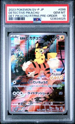 2023 POKEMON JPN SV-P PROMO #098 DETECTIVE PIKACHU PSA 10 - Image 1