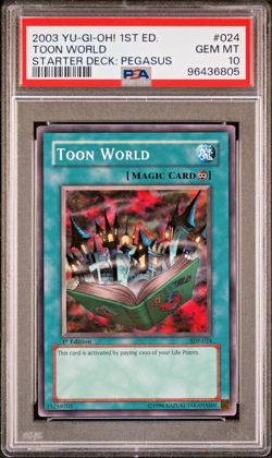 Toon World SDP-024 1st Edition 2003 YuGiOh Starter Deck Pegasus PSA 10 💎 POP 12 - Image 1