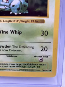 Shadowless Ivysaur 30/102 Base Set Uncommon Pokemon VLP Card Vtg - Image 5