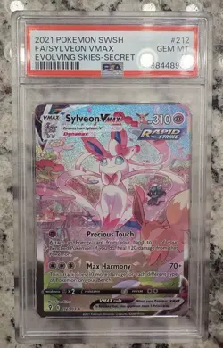Pokemon Evolving Skies Sylveon VMAX 212 Full Art Secret Rare Card, PSA 10 - Image 1