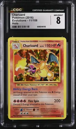 CGC 8 Charizard 2016 Evolutions 11/108 Holo Pokemon Card - Image 1