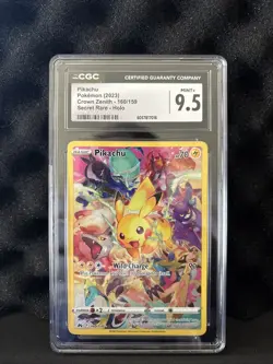 Pokemon Pikachu Secret Rare Holo #160 Crown Zenith 2023 - CGC 9.5 Mint+ - Image 1