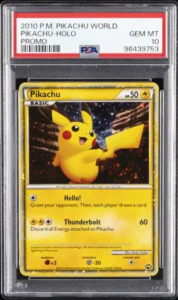 2010 POKEMON PIKACHU WORLD PROMO PIKACHU-HOLO PSA 10 - Image 1