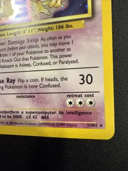 Pokemon TCG Alakazam 1/102 Base Set Unlimited Holo Rare Vintage WOTC - Image 4