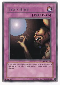 YUGIOH TRAP HOLE DB1-EN118 RARE UNLIMITED ED 1996 LP - Image 1