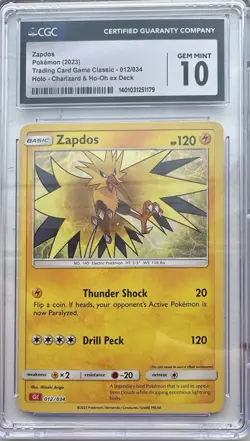Pokemon Card Zapdos Holo CGC 10 Gem Mint, Charizard & Ho-Oh ex Deck 12/034, 2023 - Image 1