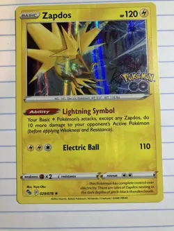 Pokemon TCG Zapdos Holo Rare Card 029/078 Pokemon Go 2022 NM Condition - Image 1
