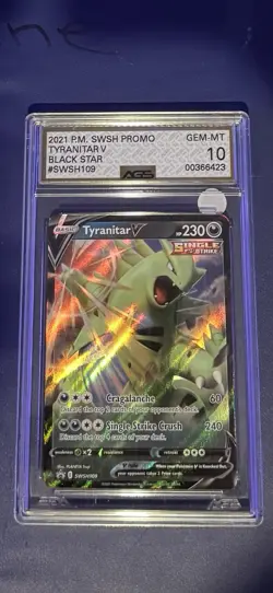 Tyranitar V SWSH#109 Black Star Promo V Strikers Tins Pokemon Card AGS 10 GEM Mt - Image 1