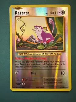 Pokemon TCG Rattata Card 66/108 Reverse Holo XY Evolutions 2016 LP/NM Condition - Image 1