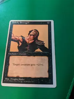 Unholy Strength MTG Core Set 4th Edition off center miscut misprint error - Image 1