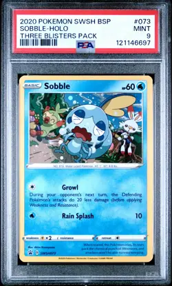 2020 POKEMON SWSH BLACK STAR PROMO THREE BLISTERS PACK #073 SOBBLE-HOLO PSA 9 - Image 1