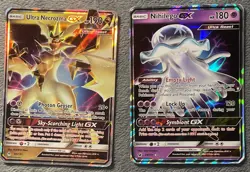 Ultra Necrozma GX 95/131 & Nihilego GX 49/111 Pokemon Cards HP Full Art Holo￼ - Image 1