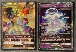 Ultra Necrozma GX 95/131 & Nihilego GX 49/111 Pokemon Cards HP Full Art Holo￼ - Image 2