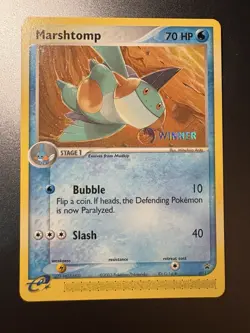 Pokemon Marshtomp 011 E-League Winner Black Star Promo Card Winner Stamp - Image 1