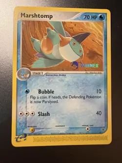 Pokemon Marshtomp 011 E-League Winner Black Star Promo Card Winner Stamp - Image 2