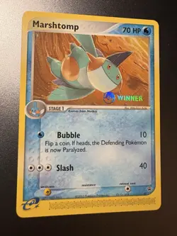 Pokemon Marshtomp 011 E-League Winner Black Star Promo Card Winner Stamp - Image 3