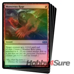 Foil Monstrous Rage X4 M/NM Magic: The Gathering MTG Wilds Of Eldraine - Image 1