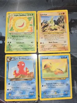 Neo Destiny 4 Card Lot Sunflora, Larvitar, Octillery, Swinub Pokemon - Image 1