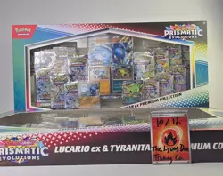 Pokemon TCG Prismatic Evolutions Lucario Ex + Tyranitar Ex Premium Collection - Image 1
