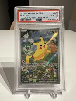 2024 POKEMON SVP EN PIKACHU #088 PALDEA ADVENTURE CHEST PROMO PSA 10 - Image 1