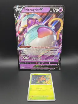 POKEMON POLTEAGEIST V BLACK STAR PROMO HOLO JUMBO Oversize Card SWSH021 NM - Image 1
