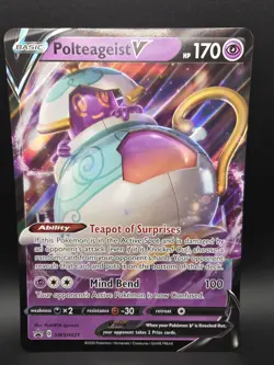 POKEMON POLTEAGEIST V BLACK STAR PROMO HOLO JUMBO Oversize Card SWSH021 NM - Image 2