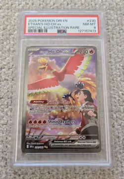 PSA 8 Ethan's Ho-Oh ex 230/182 Holo SIR Destined Rivals 2025 Pokemon #230 - Image 1