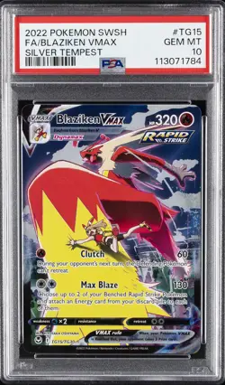 2022 POKEMON SWORD & SHIELD SILVER TEMPEST #TG15 FULL ART/BLAZIKEN VMAX PSA 10 - Image 1