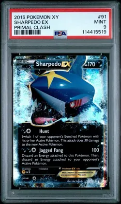 POKEMON 2016 XY SHARPEDO Primal Clash #91 PSA 9 RARE - Image 1