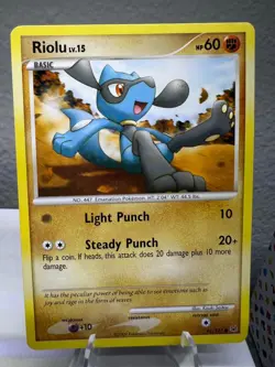 Pokemon TCG Riolu Platinum Base Set 91/127 Regular Common Card Played LP - Image 1