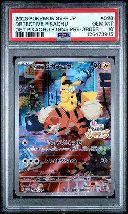 2023 POKEMON JPN SV-P PROMO #098 DETECTIVE PIKACHU PSA 10 - Image 1