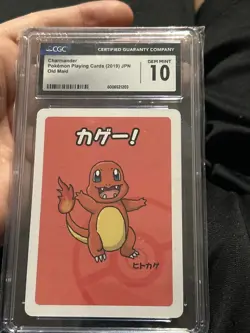 CGC 10 GEM MINT Pokemon Japanese Charmander Old Maid Playing Card - Image 1