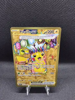 Pokemon TCG Pikachu EX Gold Full Art Hyper Rare Card 247/191 Surging Sparks - Image 1