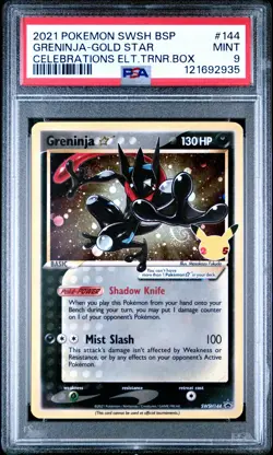 2021 POKEMON SWSH BLACK STAR PROMO #144 GRENINJA-GOLD STAR PSA 9 - Image 1