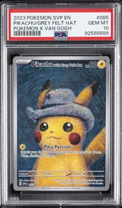 2023 POKEMON SVP EN-SV BLACK STAR PROMO #085 PIKACHU WITH GREY FELT HAT PSA 10 - Image 1