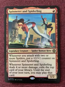 Spinneret and Spiderling #94 FOIL NM/M MTG Spiderman Magic Card Red Rare - Image 1