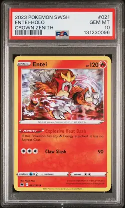 2023 POKEMON SWORD & SHIELD CROWN ZENITH #021 ENTEI-HOLO PSA 10 - Image 1